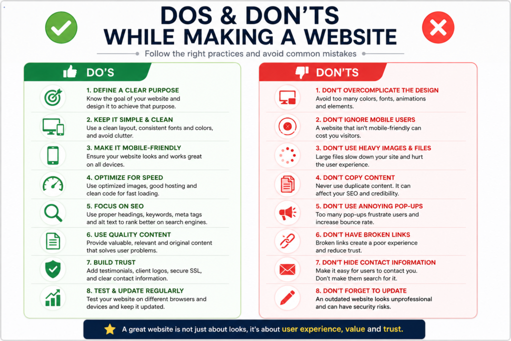 DOS AND DONTS WHILE MAKING A WEBSITE